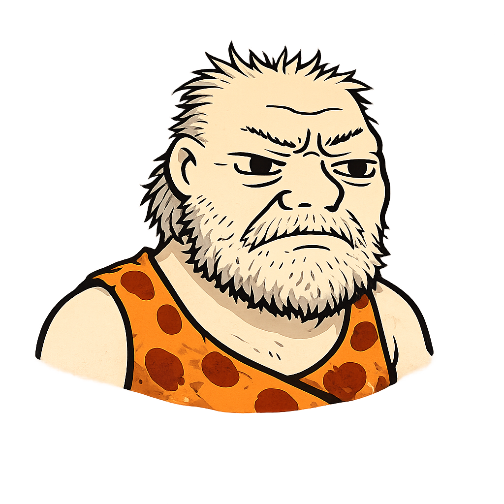 Elder Grug, grizzled with white hair