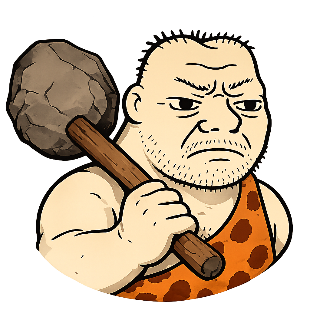 Smasher Grug, holding a stone club